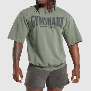 gymshark heritage washed short sleeve crew - dusk green